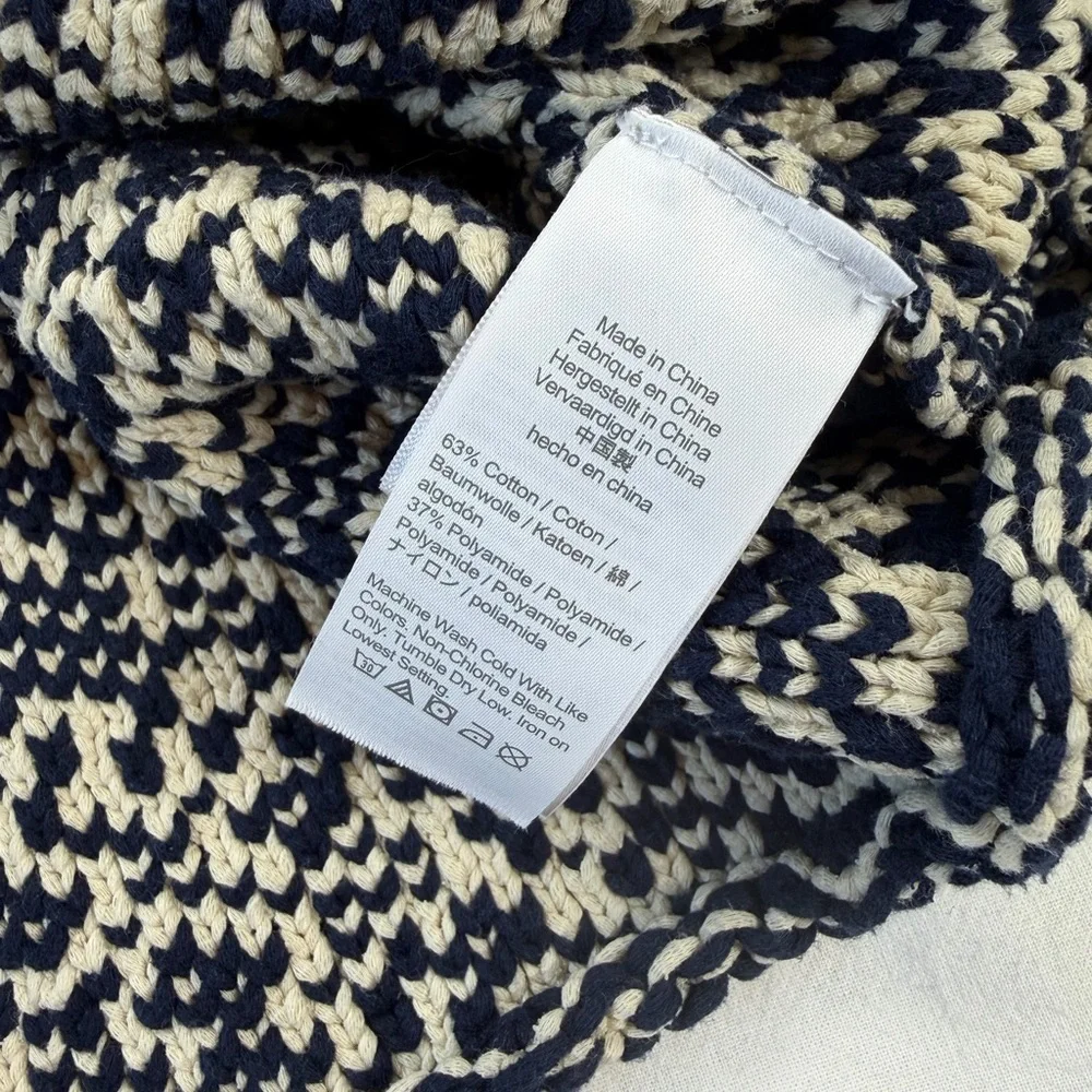 J. Crew Relaxed Wide Neck Knit Sweater Navy and White Size Small